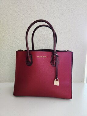 Euc Michael Kors Mercer Leather Python Embossed Shoulder Bag